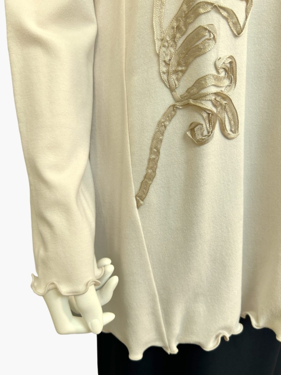 画像3: ウォーム天竺チュニック リボン刺繍チュニック  (3)