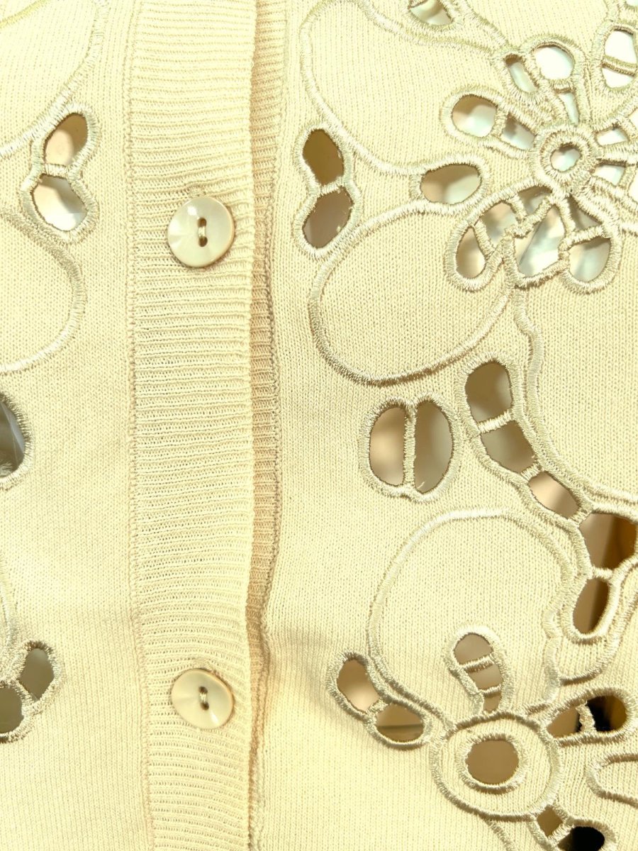 画像2: カットワークフラワーニット カーディガン  (2)