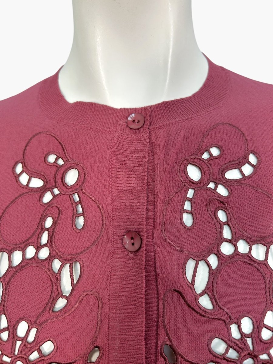 画像5: カットワークフラワーニット カーディガン  (5)