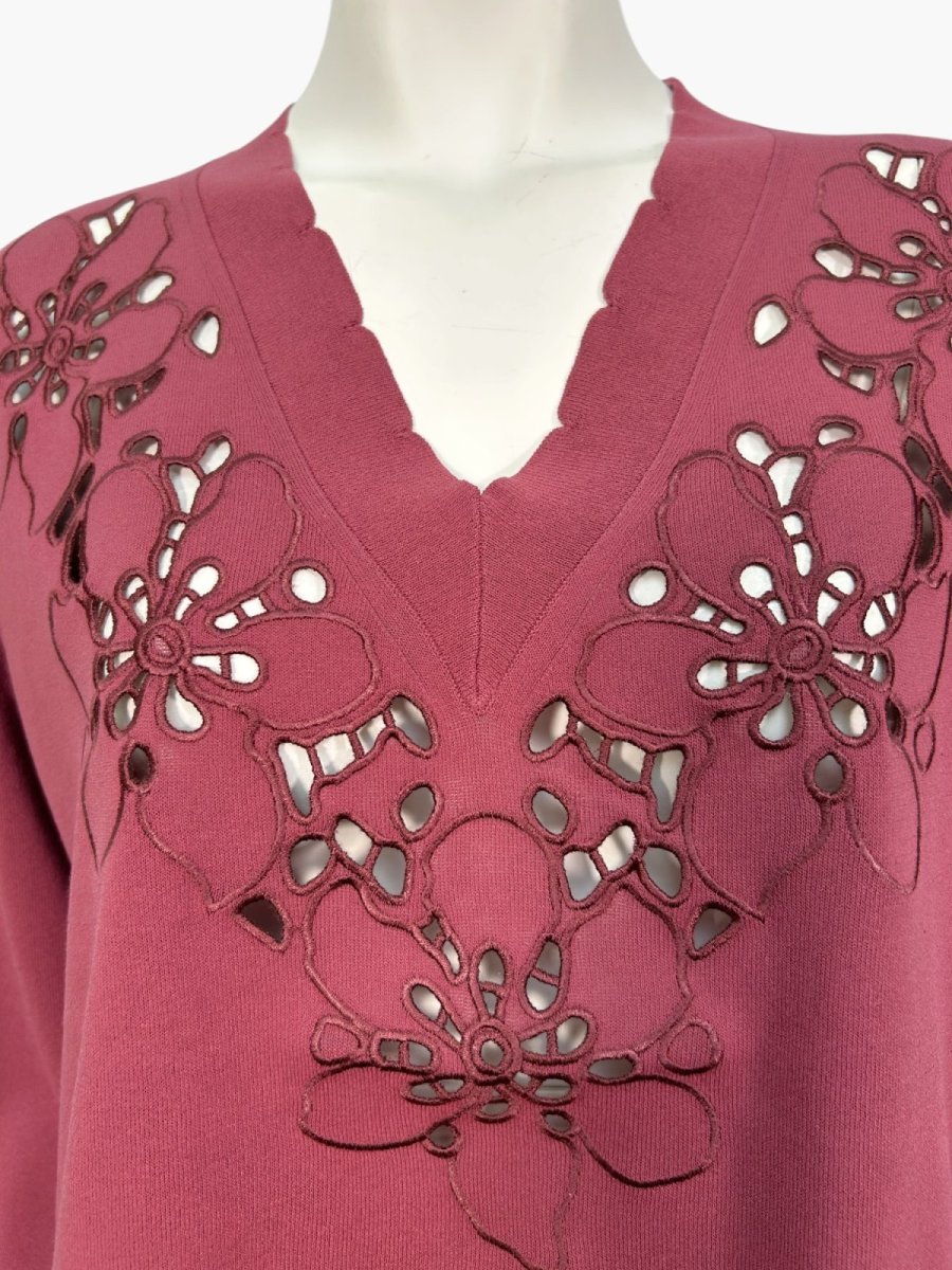 画像2: カットワークフラワーニット プルオーバー  (2)