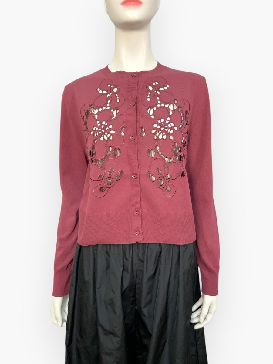 画像4: カットワークフラワーニット カーディガン  (4)