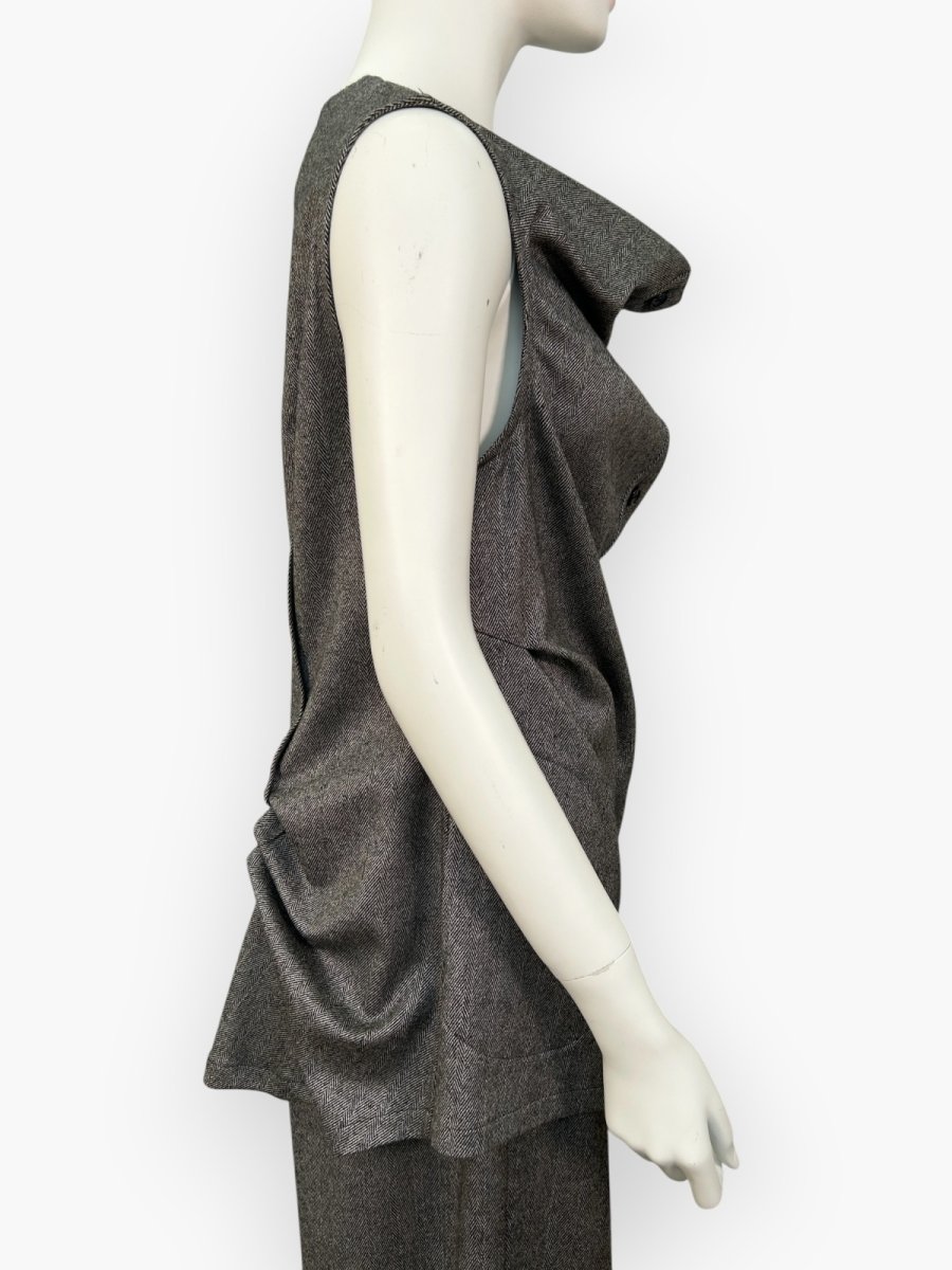 画像2: ヘリンボーンツイード　ジレ  (2)