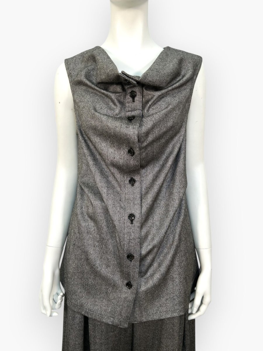 画像1: ヘリンボーンツイード　ジレ  (1)