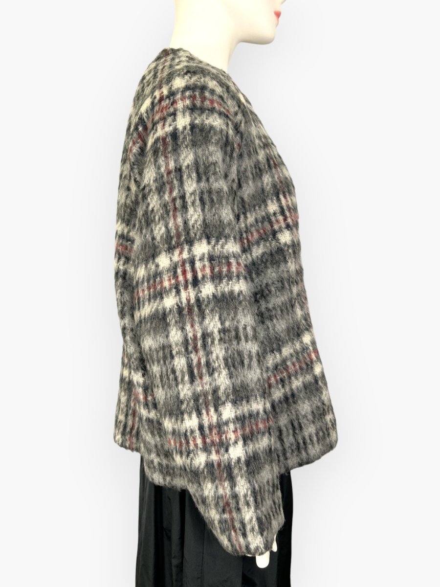 画像10: アルパカ混シャギーチェック　コート　  (10)