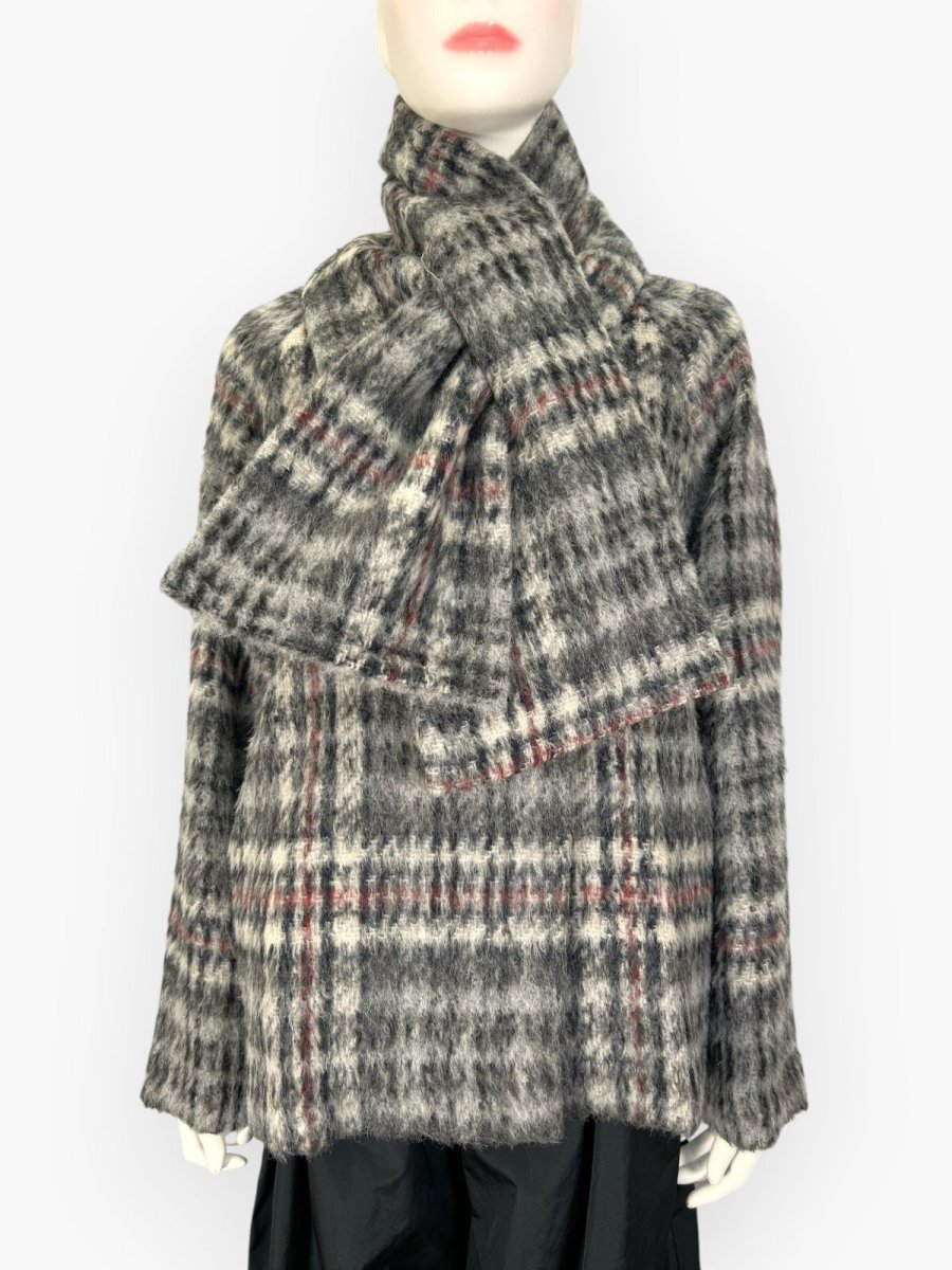 画像8: アルパカ混シャギーチェック　コート　  (8)
