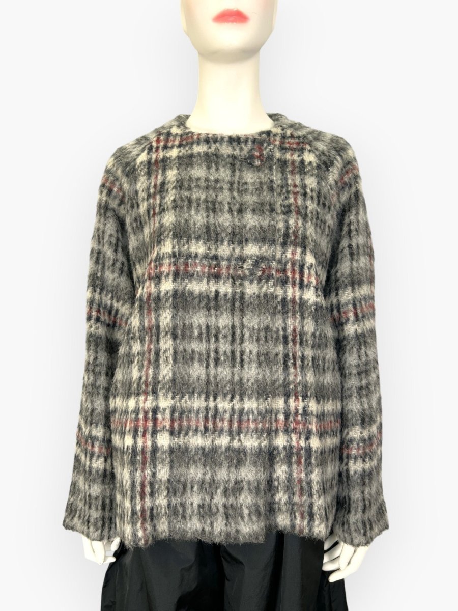 画像9: アルパカ混シャギーチェック　コート　  (9)