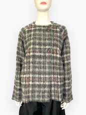 画像9: アルパカ混シャギーチェック　コート　  (9)