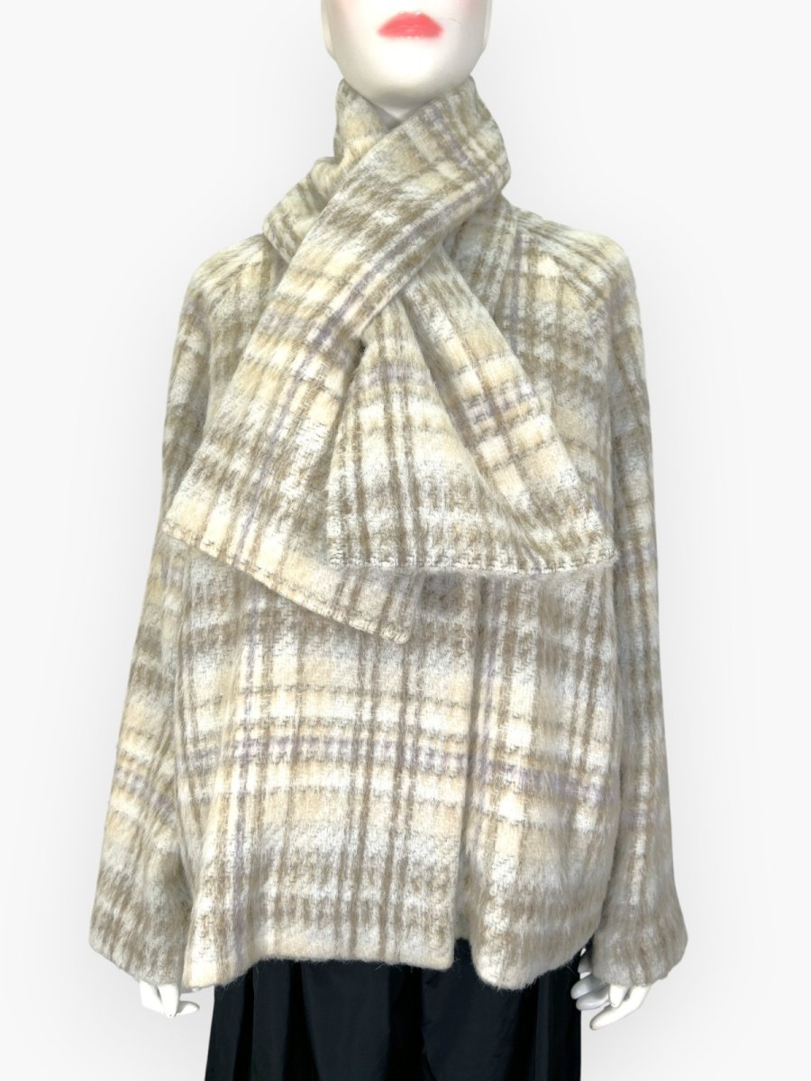 画像1: アルパカ混シャギーチェック　コート　  (1)