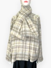 画像1: アルパカ混シャギーチェック　コート　  (1)