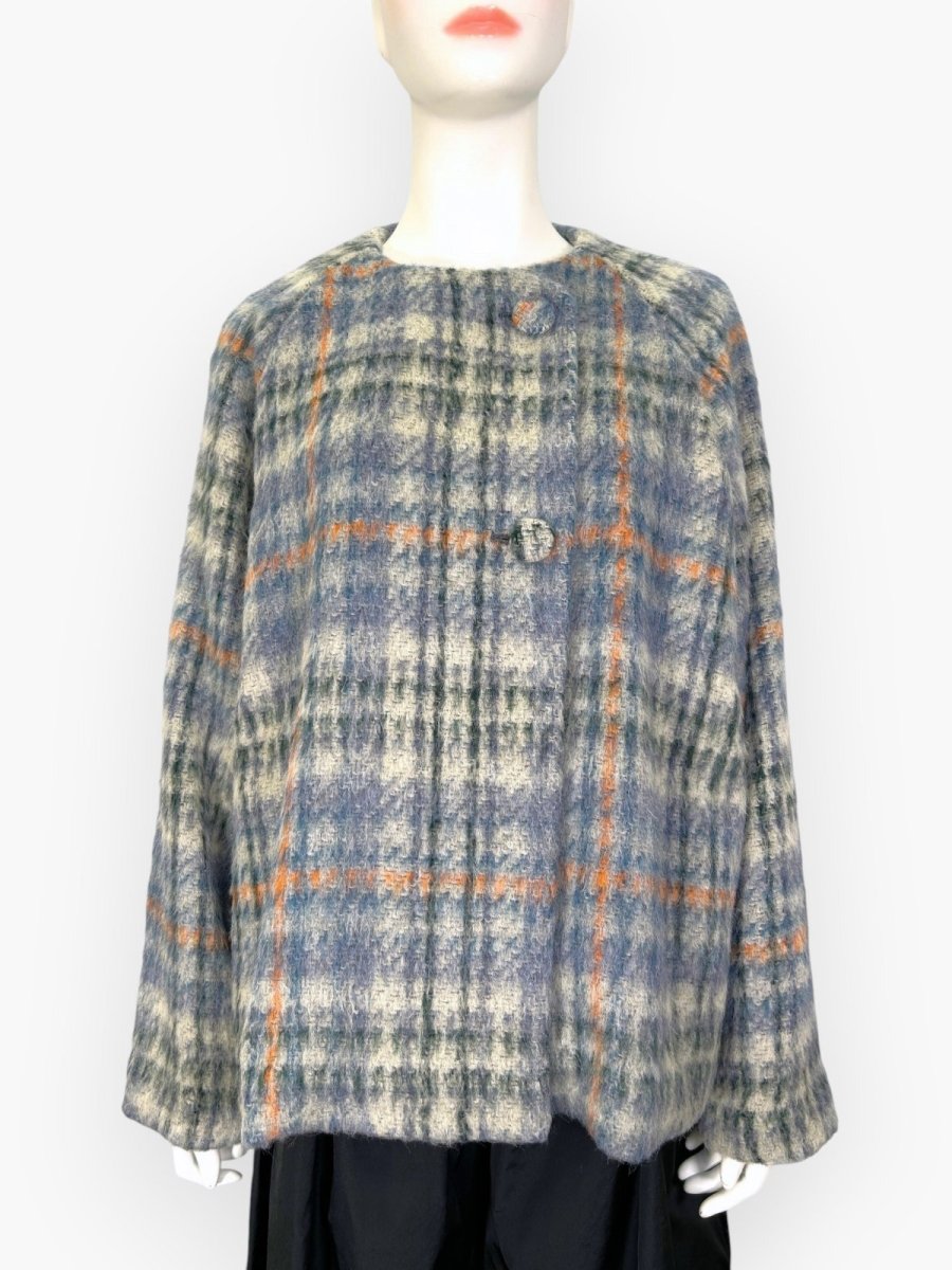 画像5: アルパカ混シャギーチェック　コート　  (5)