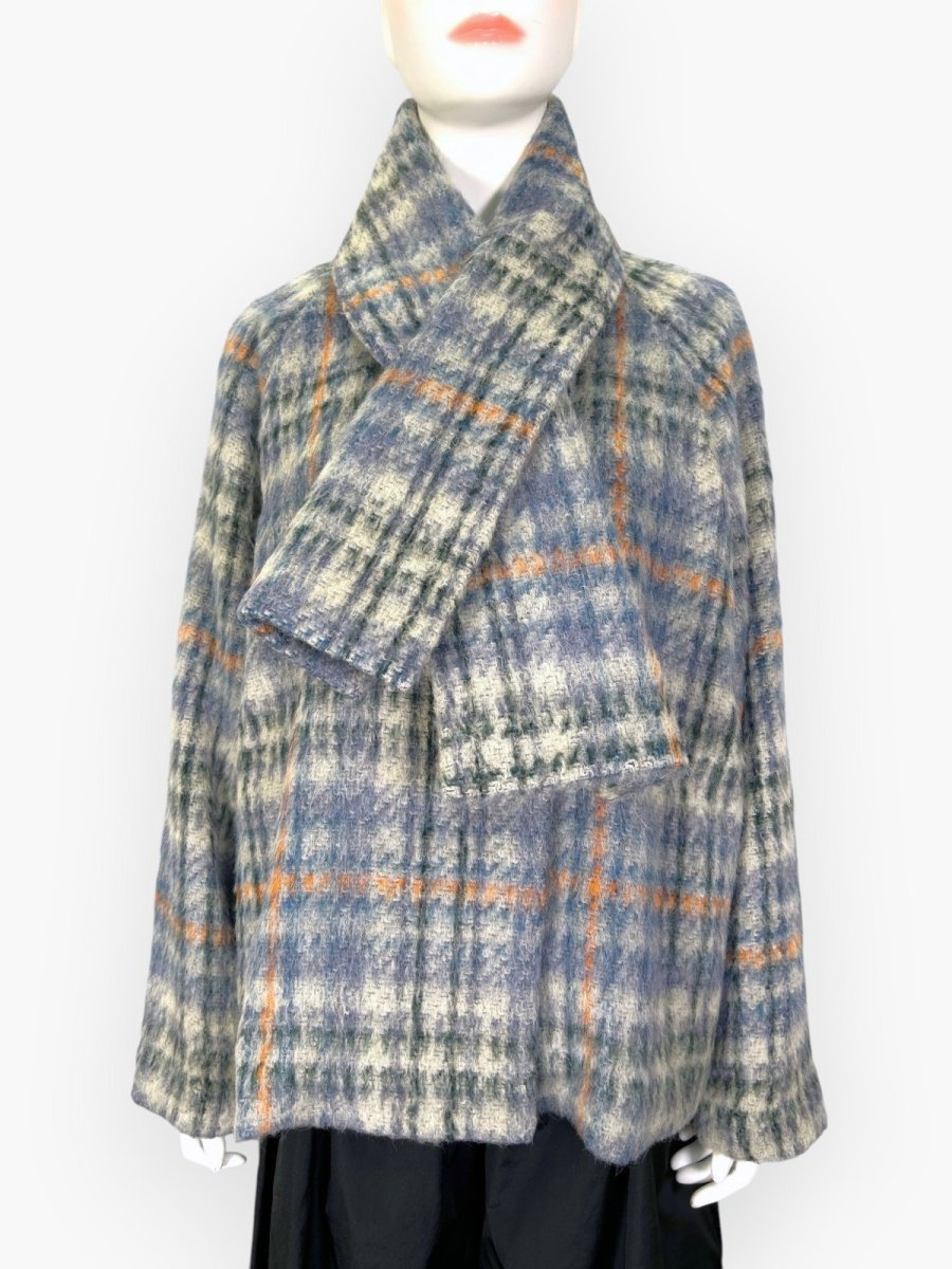 画像4: アルパカ混シャギーチェック　コート　  (4)