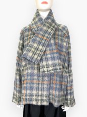 画像4: アルパカ混シャギーチェック　コート　  (4)