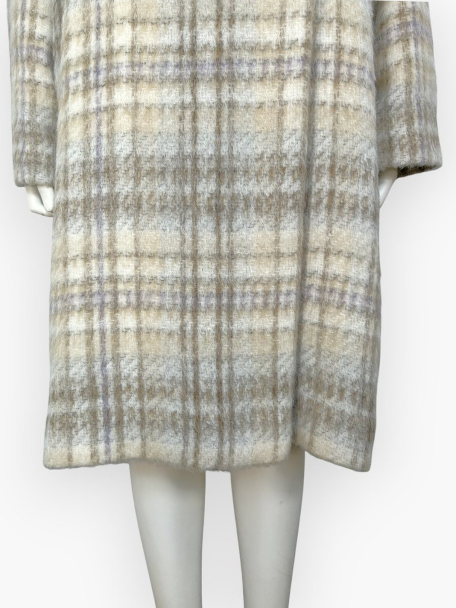 画像6: アルパカ混シャギーチェック　ロングコート  (6)