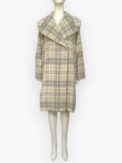 画像1: アルパカ混シャギーチェック　ロングコート  (1)