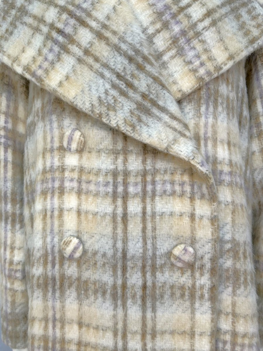 画像5: アルパカ混シャギーチェック　ロングコート  (5)