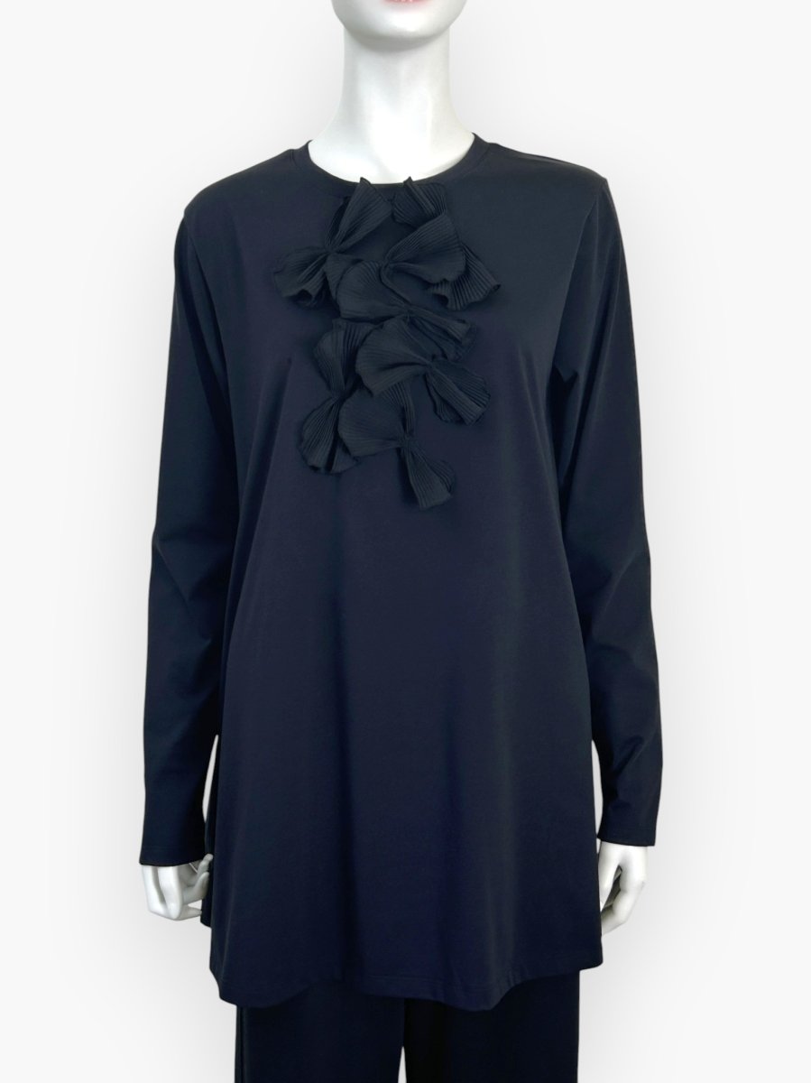 画像1: Yレース Ｔプリーツリボンチュニック  (1)