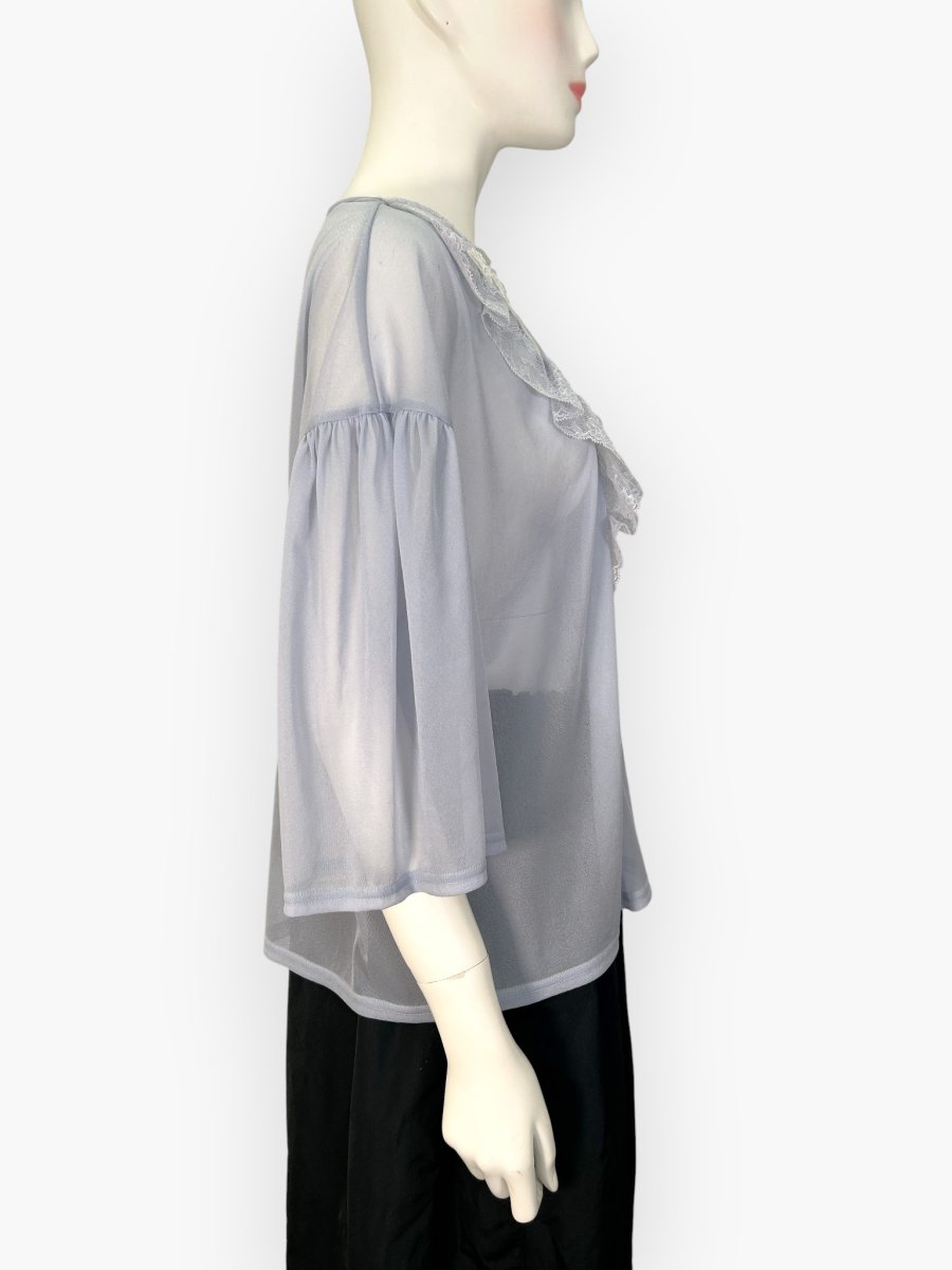 画像7: シフォンカットソー　Vネックブラウス  (7)