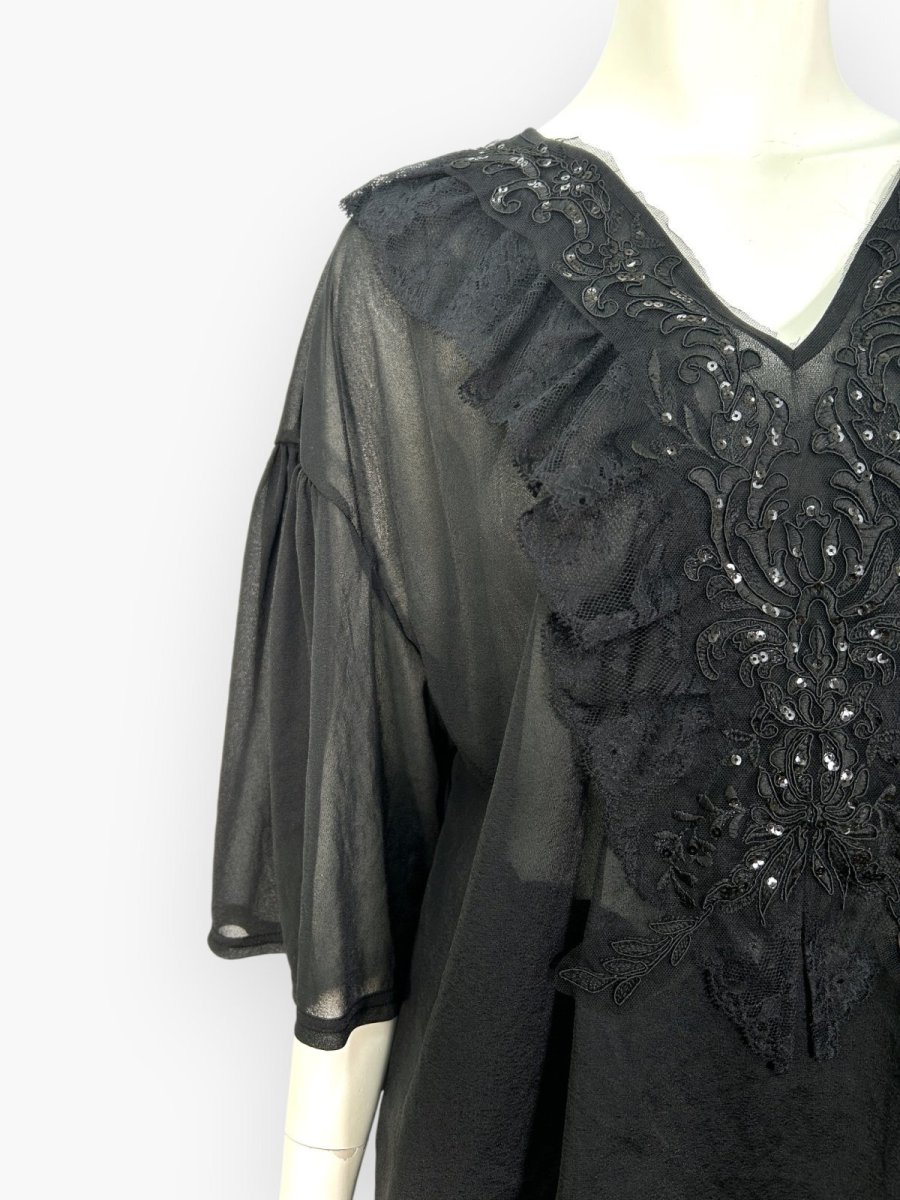 画像16: シフォンカットソー　Vネックブラウス  (16)