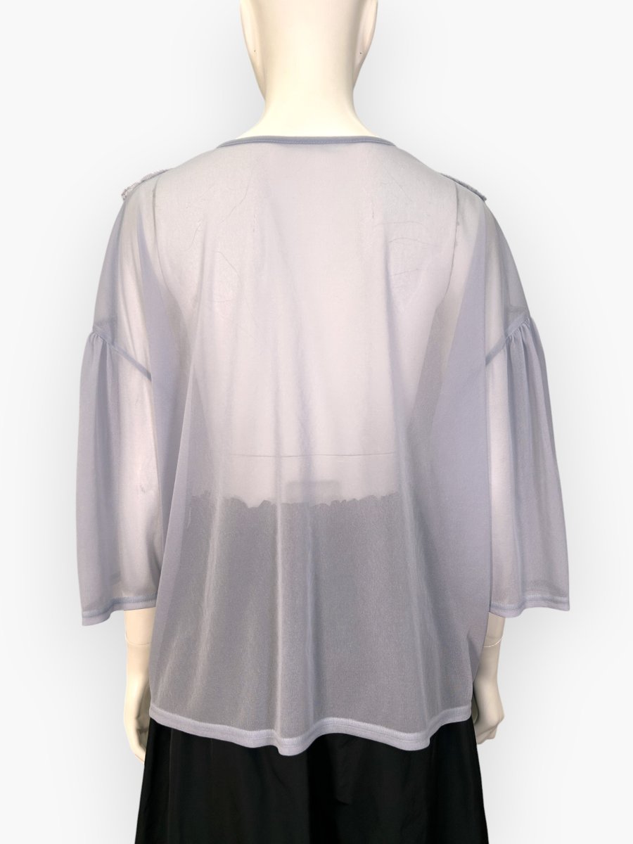 画像8: シフォンカットソー　Vネックブラウス  (8)