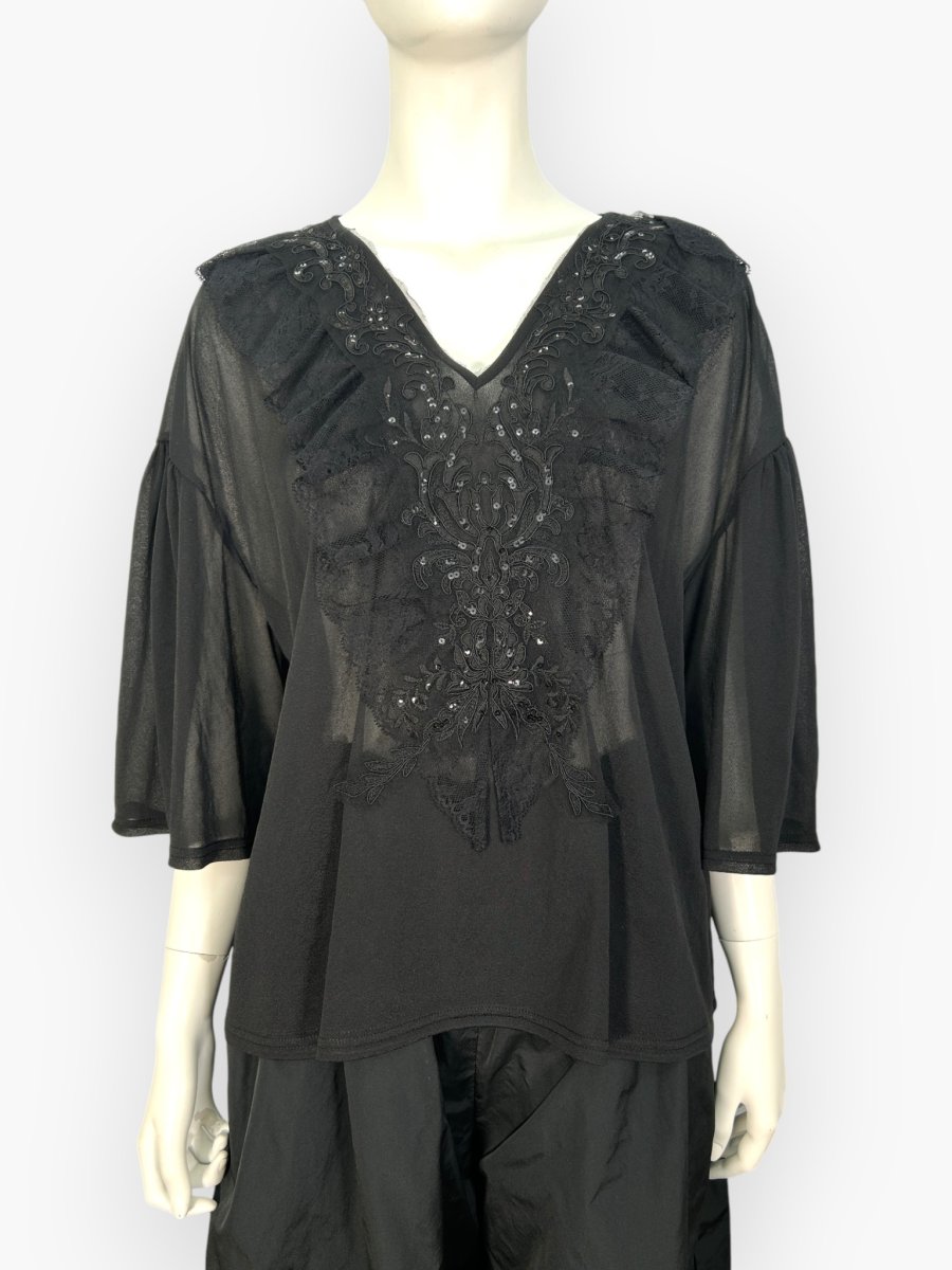 画像11: シフォンカットソー　Vネックブラウス  (11)