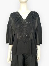 画像11: シフォンカットソー　Vネックブラウス  (11)