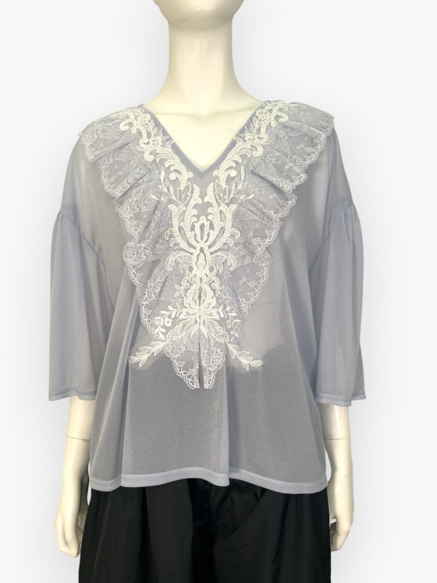 画像6: シフォンカットソー　Vネックブラウス  (6)