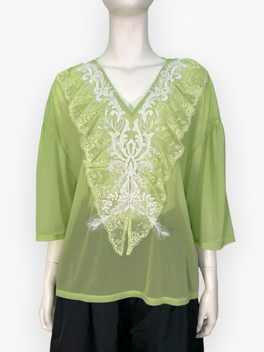 画像1: シフォンカットソー　Vネックブラウス  (1)