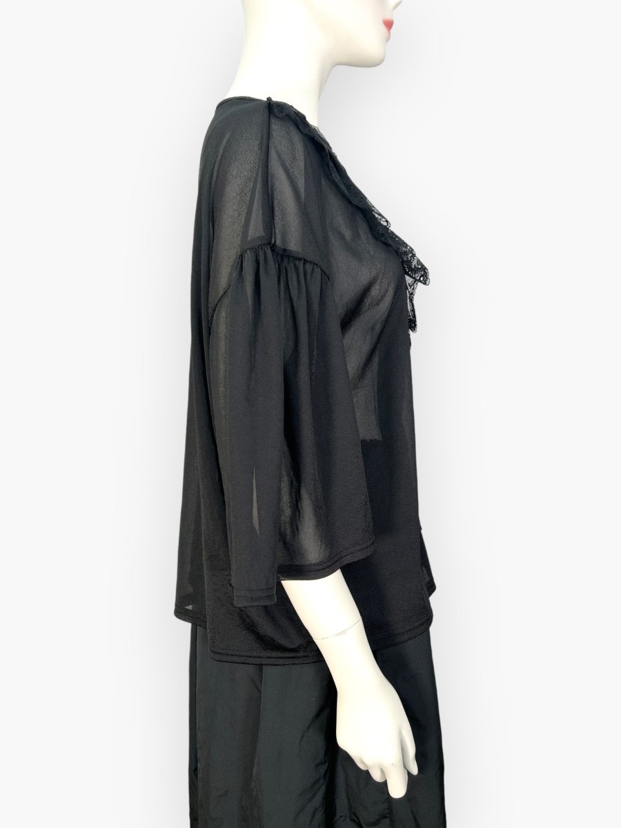 画像12: シフォンカットソー　Vネックブラウス  (12)