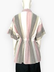 画像11: フレンチリネン混ストライプ ギャザーブラウス  (11)