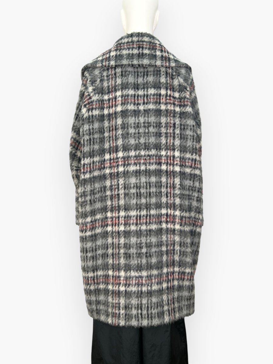 画像9: アルパカ混シャギーチェック　ロングコート  (9)
