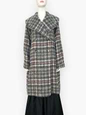 画像7: アルパカ混シャギーチェック　ロングコート  (7)