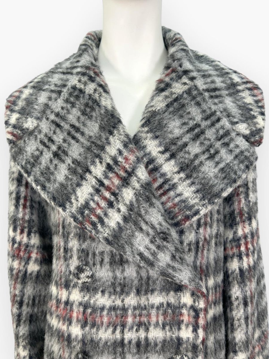 画像10: アルパカ混シャギーチェック　ロングコート  (10)