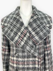 画像10: アルパカ混シャギーチェック　ロングコート  (10)