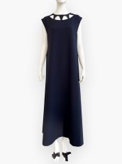 画像1: 梨地ダブル　ノースリーブワンピース  (1)