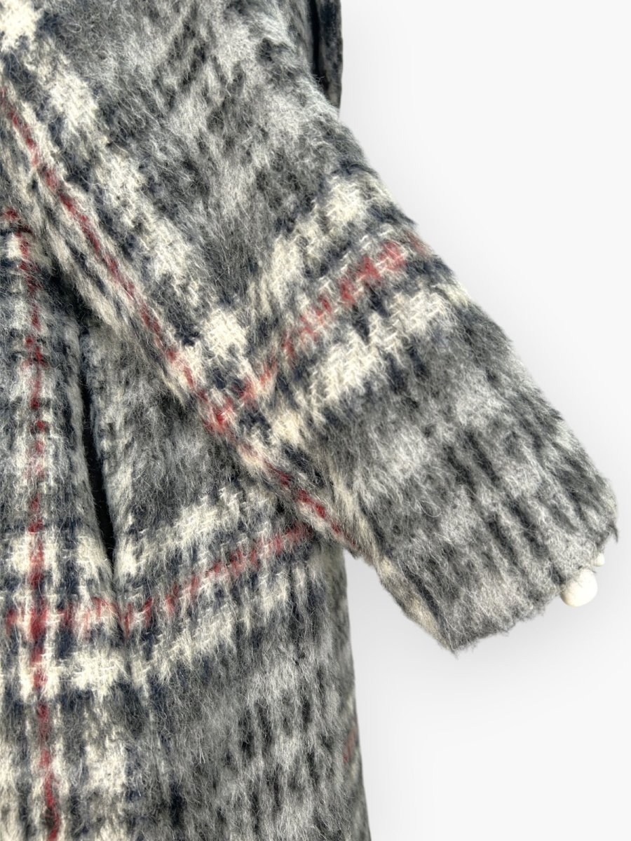 画像12: アルパカ混シャギーチェック　ロングコート  (12)