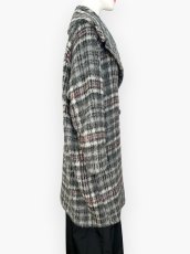画像8: アルパカ混シャギーチェック　ロングコート  (8)