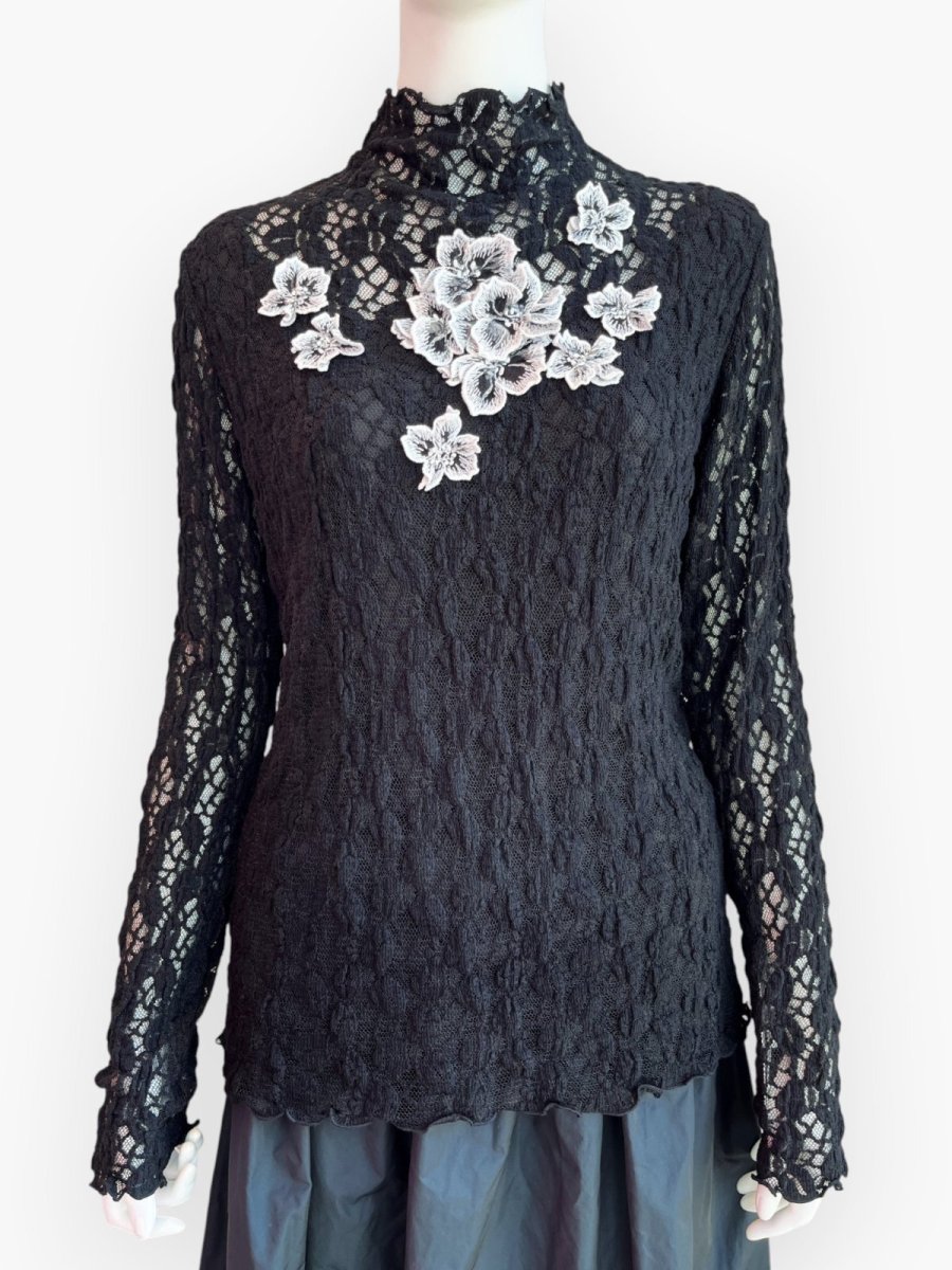 画像1: 花モチーフストレッチレース  (1)