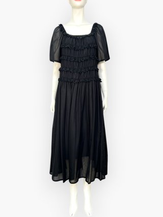 未使用※4298シズカコムロ※リボン付半袖 ワンピース 黒 ワンピース - 4298 SHIZUKA KOMURO