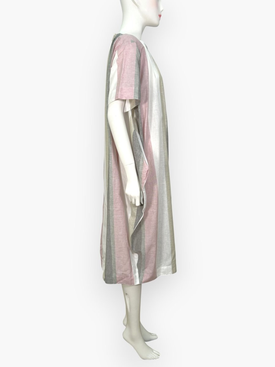 画像2: フレンチリネン混ストライプ　ワンピース  (2)