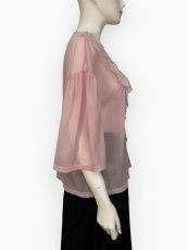 画像2: シフォンカットソー　Vネックブラウス  (2)
