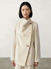 画像1: モヘヤ混エアリーシャギー　スタンドネックコート  (1)